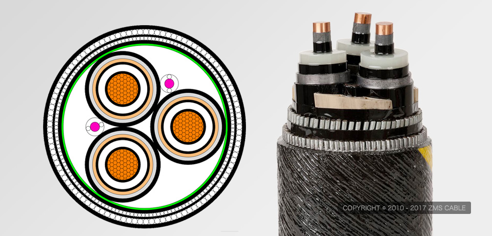 Copper conductor xlpe insulation armour submarine cable